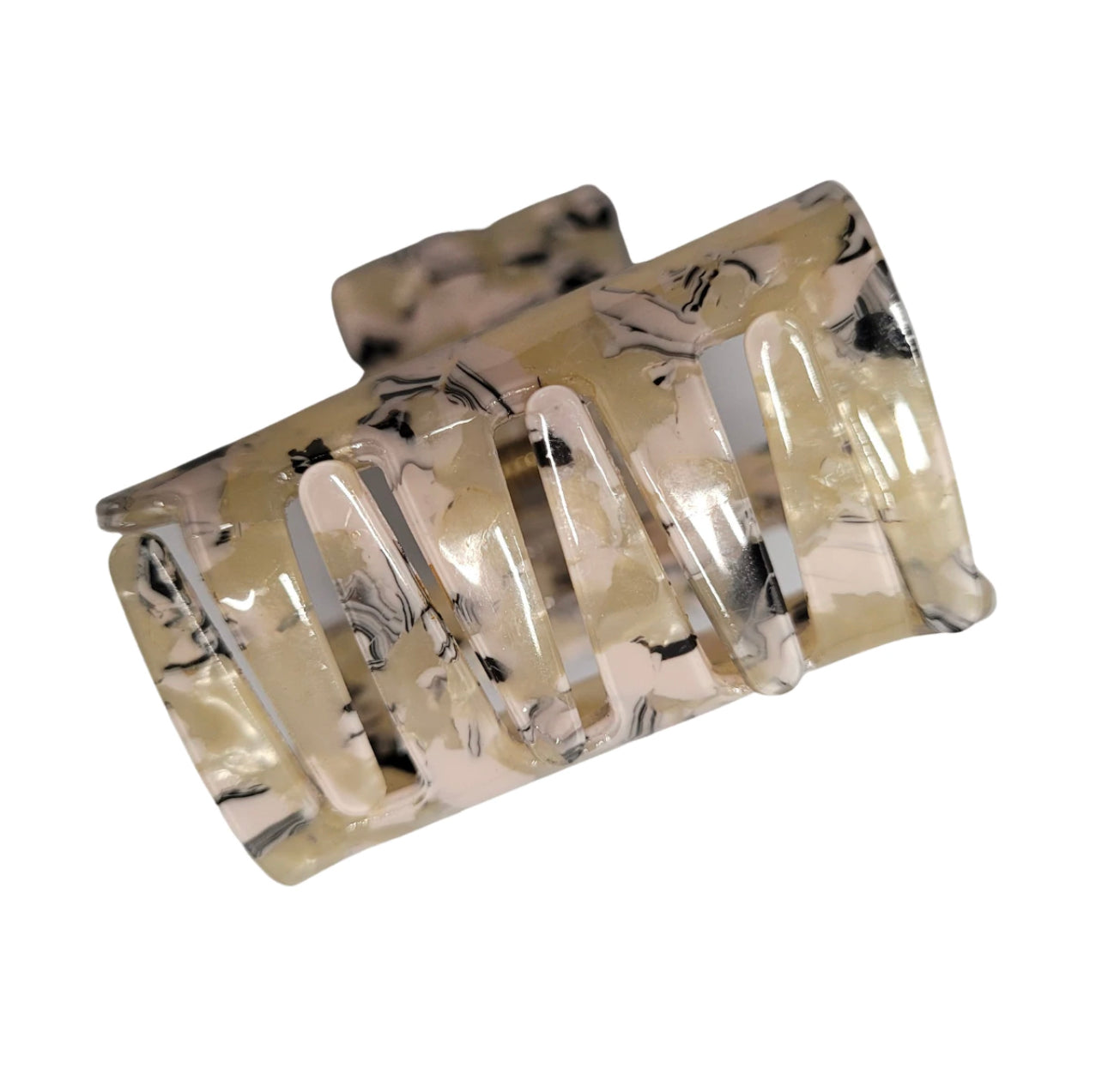 Pink Pewter Square Marbled Claw Hair Clip - Granite X Phoenix Nationale