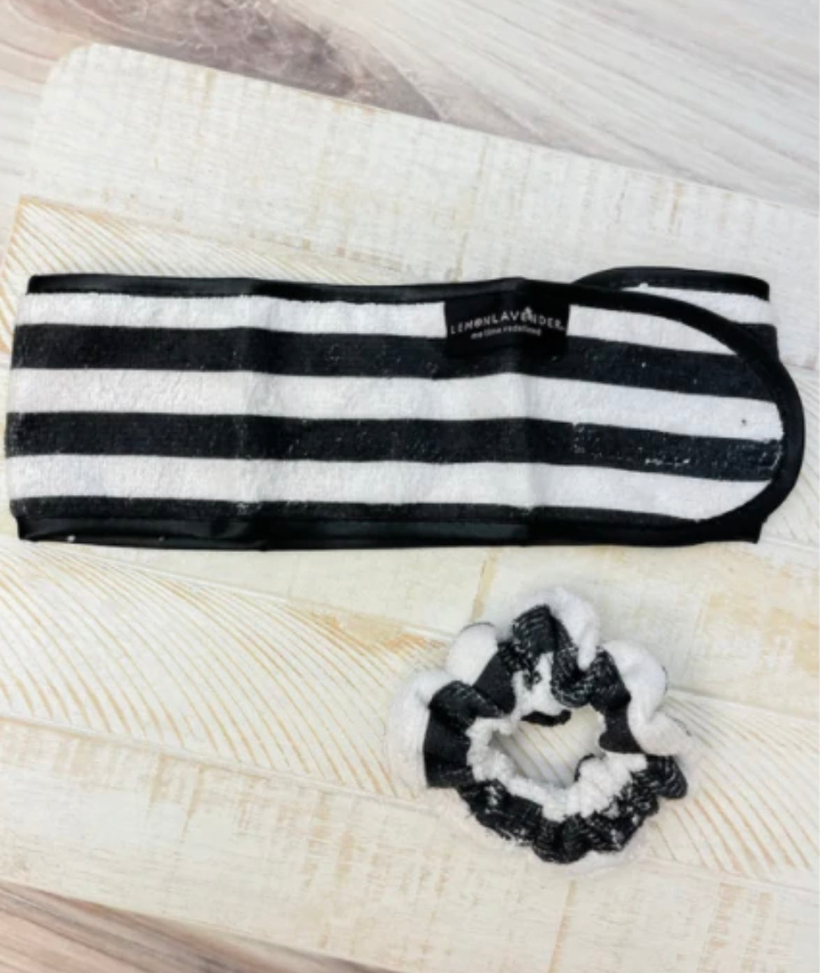 Lemon Lavender High & Dry Headband & Scrunchie Black White Stripe Phoenix Nationale