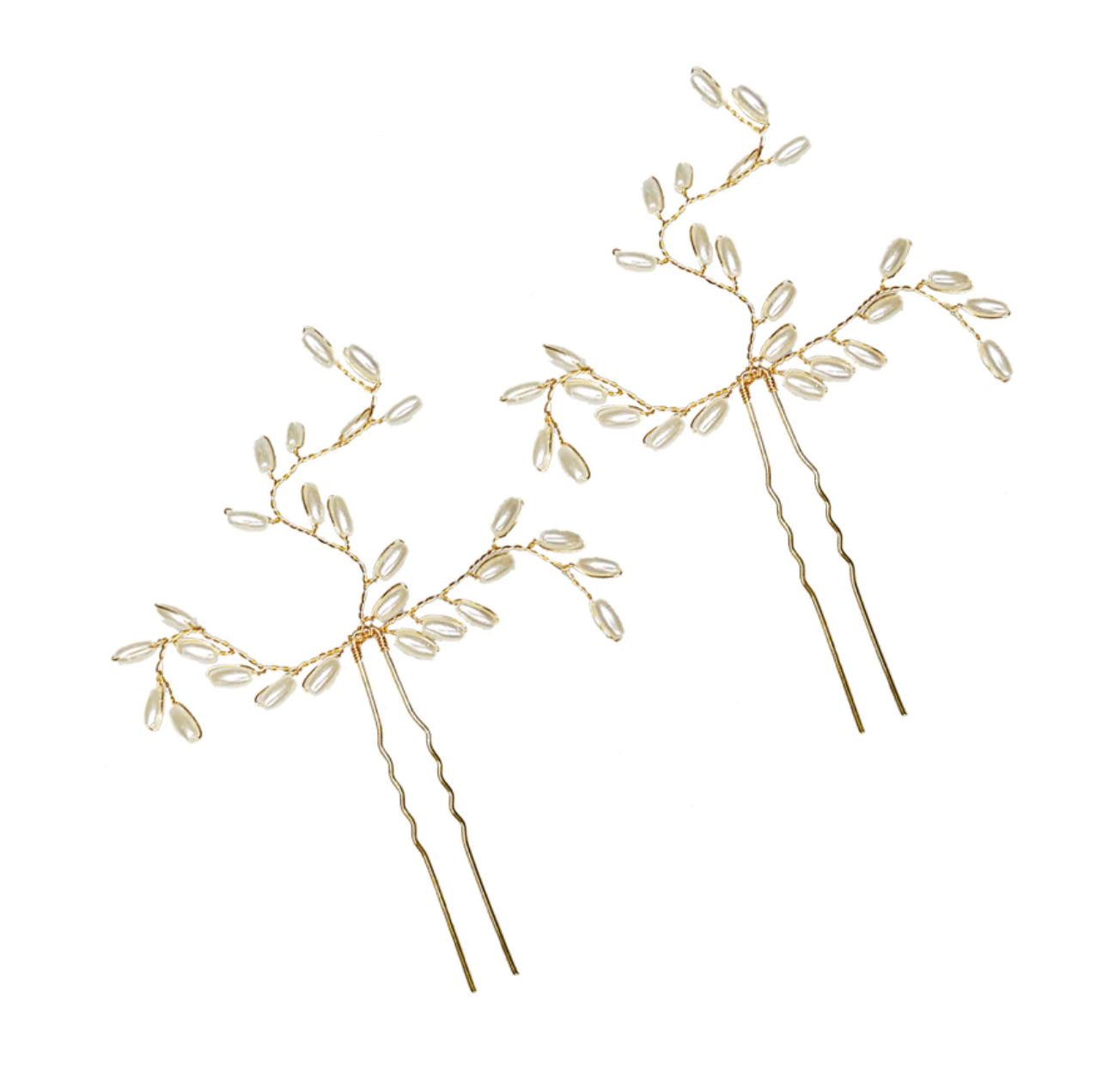 Pink Pewter Zara - Pearl Woven Tree 2pc Hair Pins | Phoenix Nationale