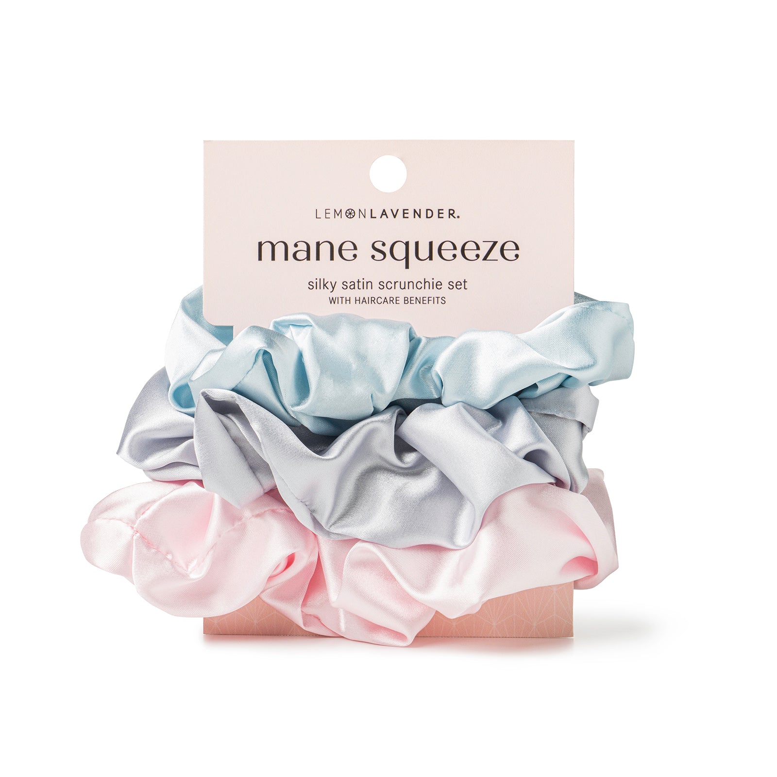 Lemon Lavender Mane Squeeze Silky Satin Scrunchie 3-Piece Set - Pastel Dreams Phoenix Nationale