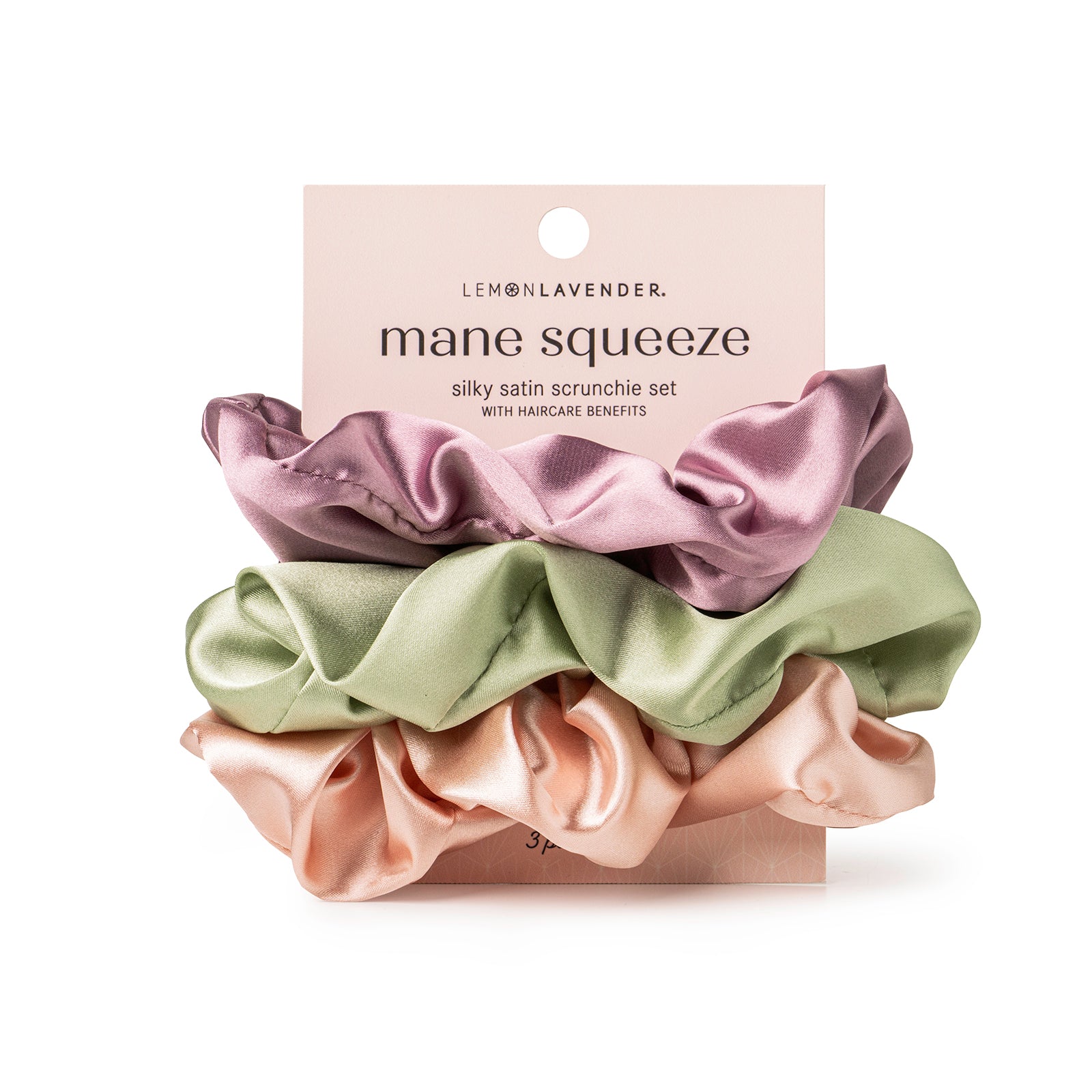 Lemon Lavender Mane Squeeze Silky Satin Scrunchie 3-Piece Set - Sorbet Delight Phoenix Nationale