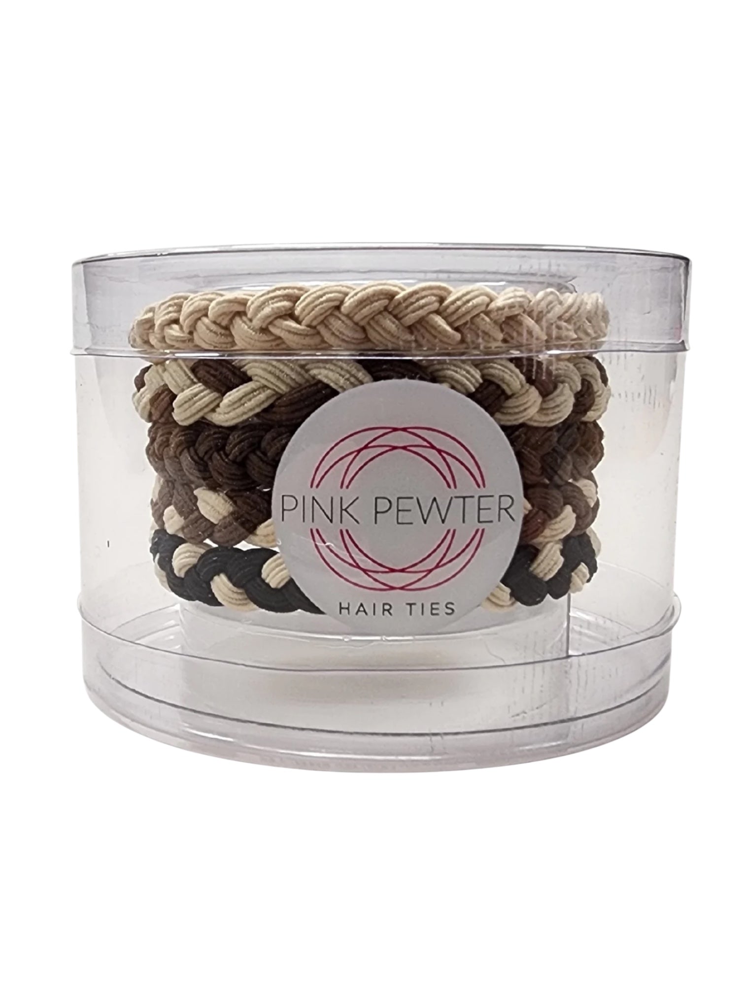 Pink Pewter Hair Ties in Cylinder 5 Piece Set - Forever Friends Phoenix Nationale