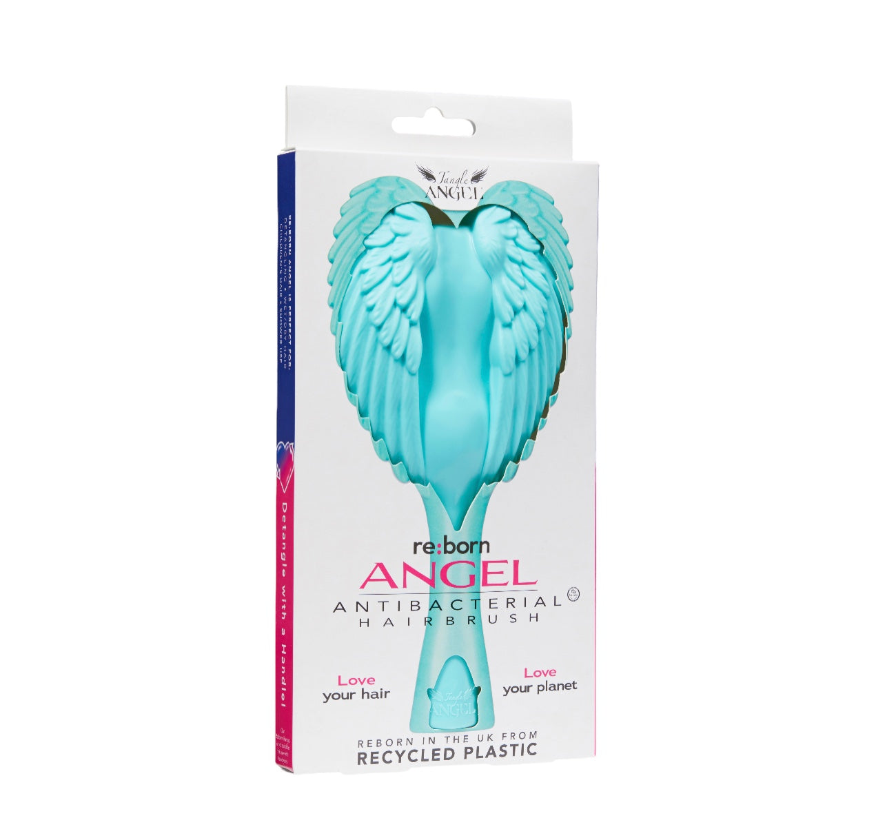 Tangle Angel RE:BORN Aqua reborn in the UK from recycled plastic, antibacterial hairbrush, love your hair, love your planet Phoenix Nationale