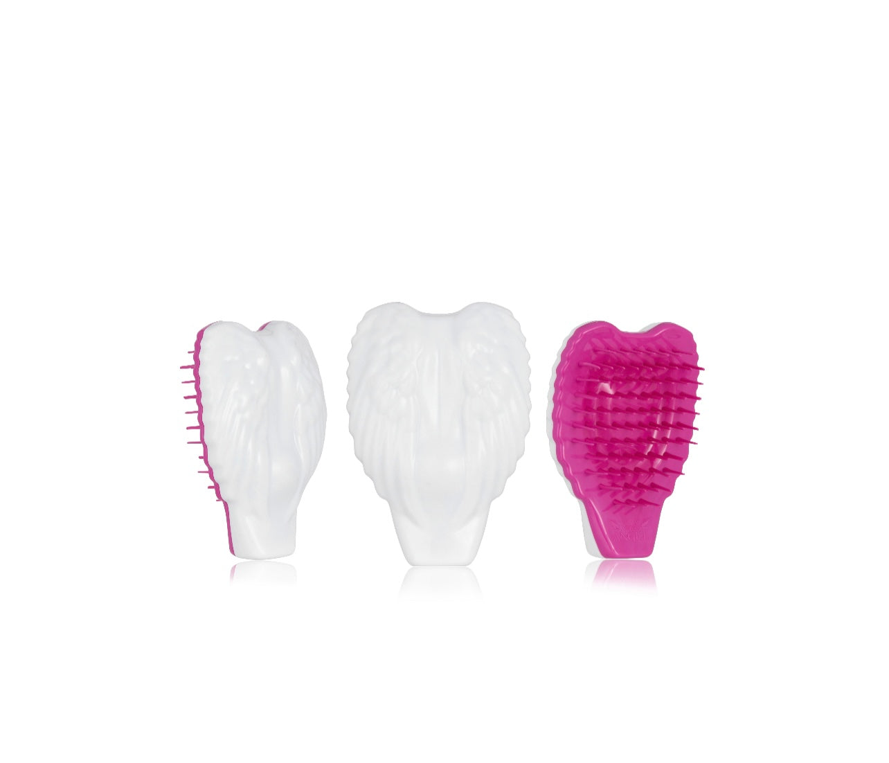 Tangle Angel RE:BORN Compact white with fuchsia teeth reborn in the UK from recycled plastic, antibacterial hairbrush, love your hair, love your planet Phoenix Nationale