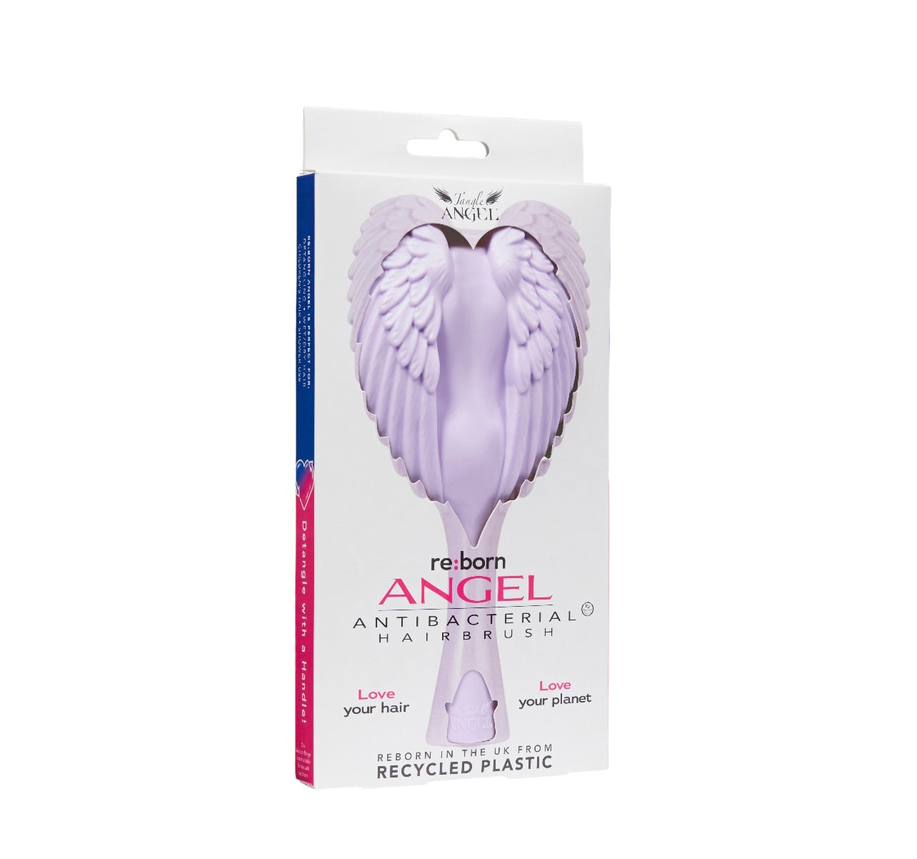 Tangle Angel RE:BORN Lilac reborn in the UK from recycled plastic, antibacterial hairbrush, love your hair, love your planet Phoenix Nationale