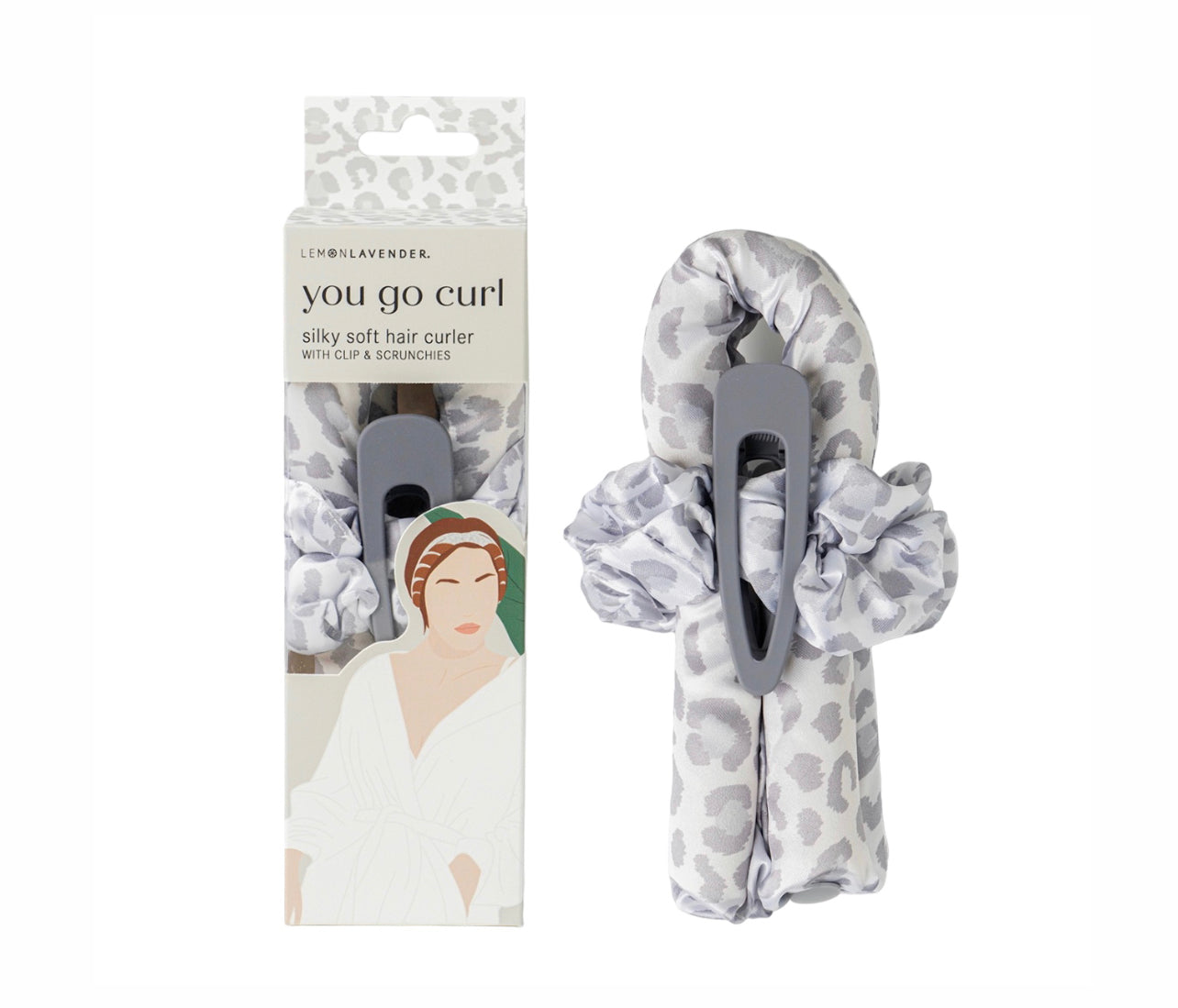 Lemon Lavender You Go Curl Silky Soft Hair Curler - Cat Nap White Grey Leopard print Phoenix Nationale