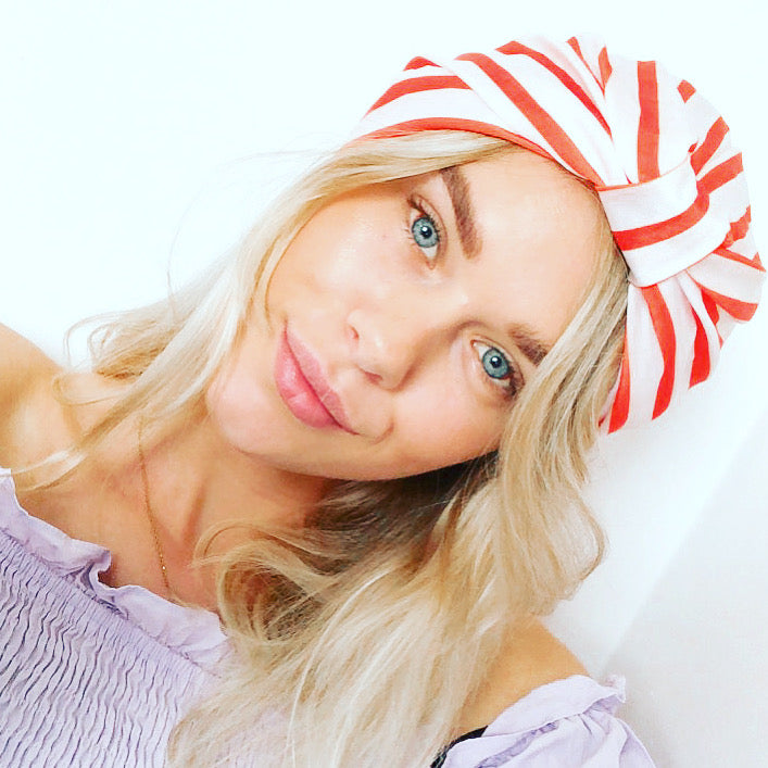 TURBAN SHOWER CAP | PRINT: STRIPE ME TENDER X Phoenix Nationale