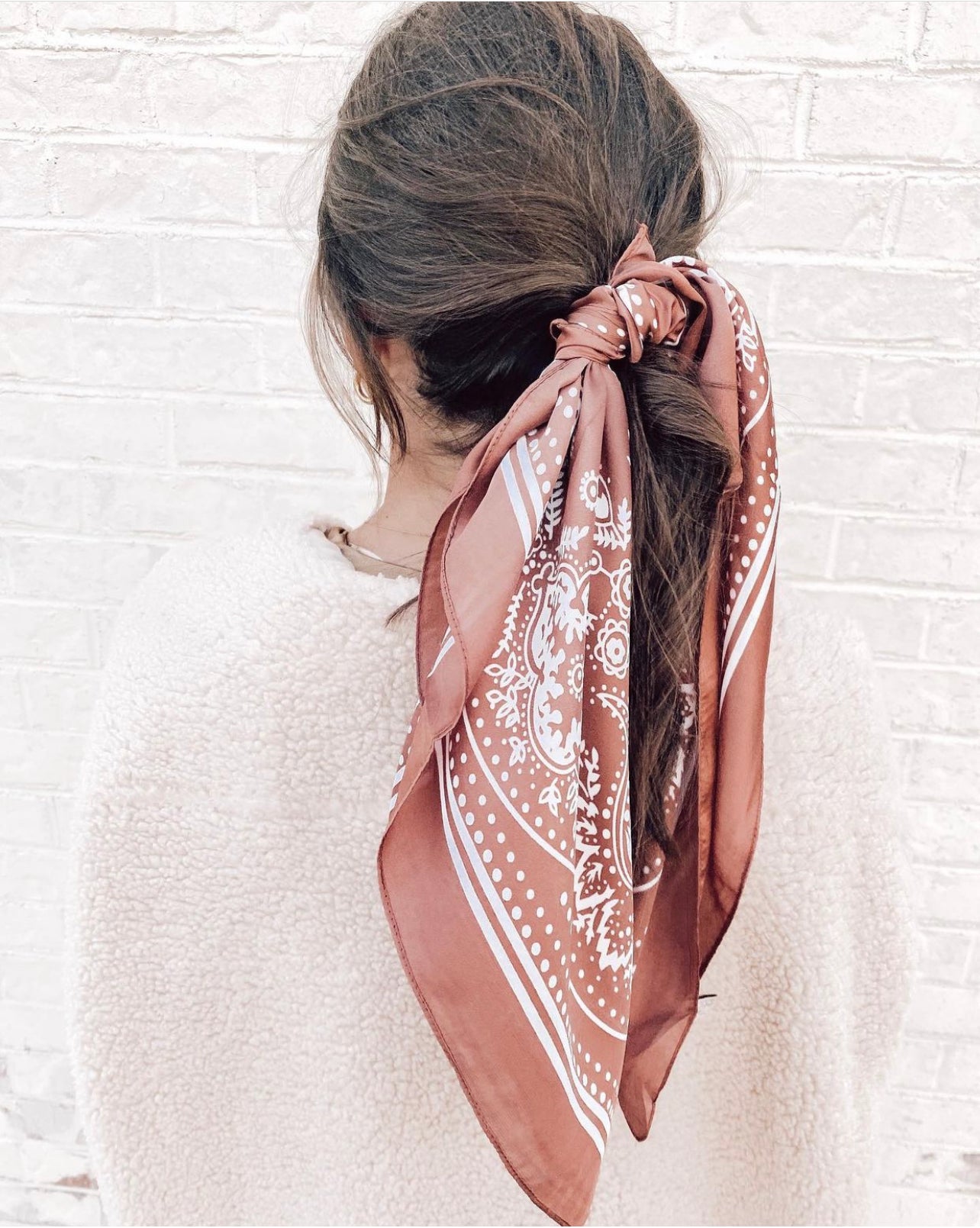 Olivia Moss® Silky Satin Hair Scarf Every Day Every Way | Paisley Rust & White | Phoenix Nationale