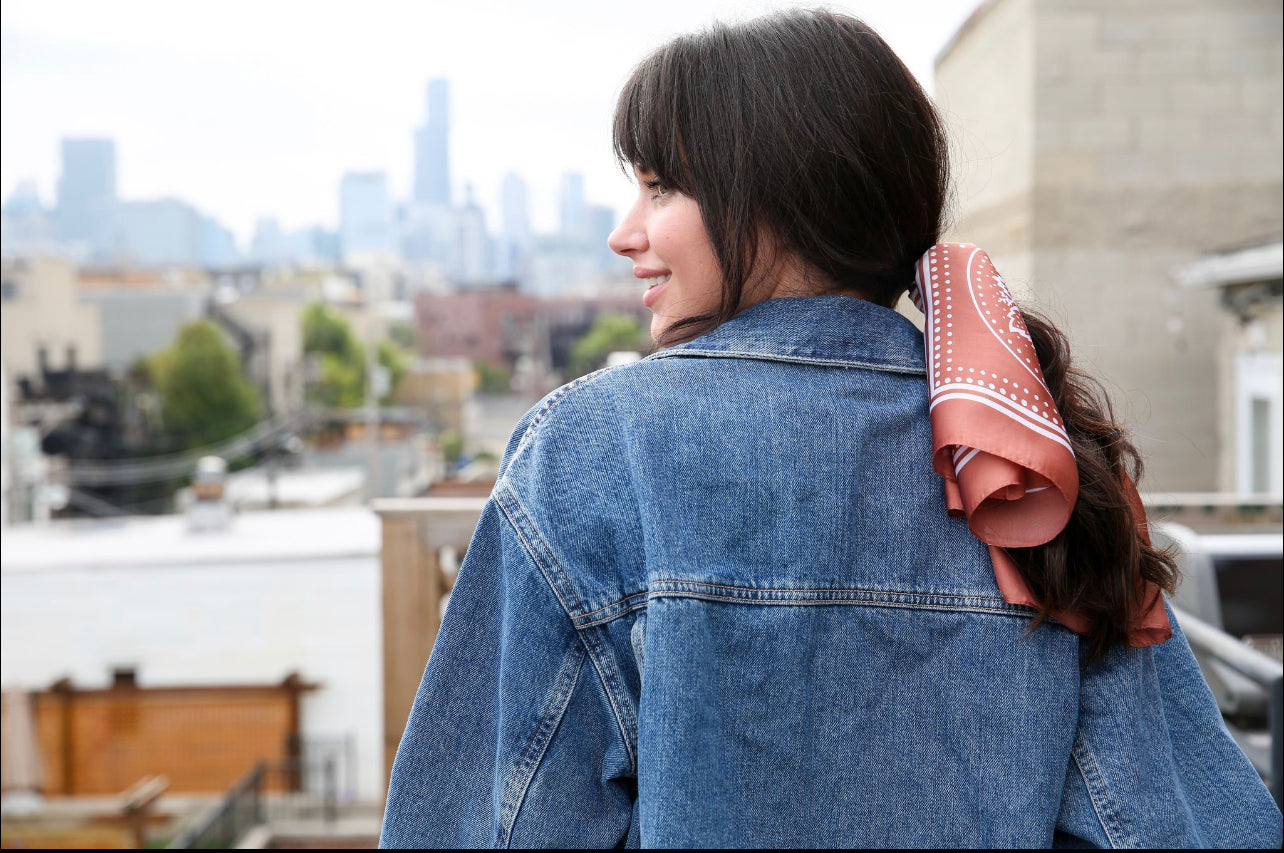 Olivia Moss® Silky Satin Hair Scarf Every Day Every Way | Paisley Rust & White | Phoenix Nationale