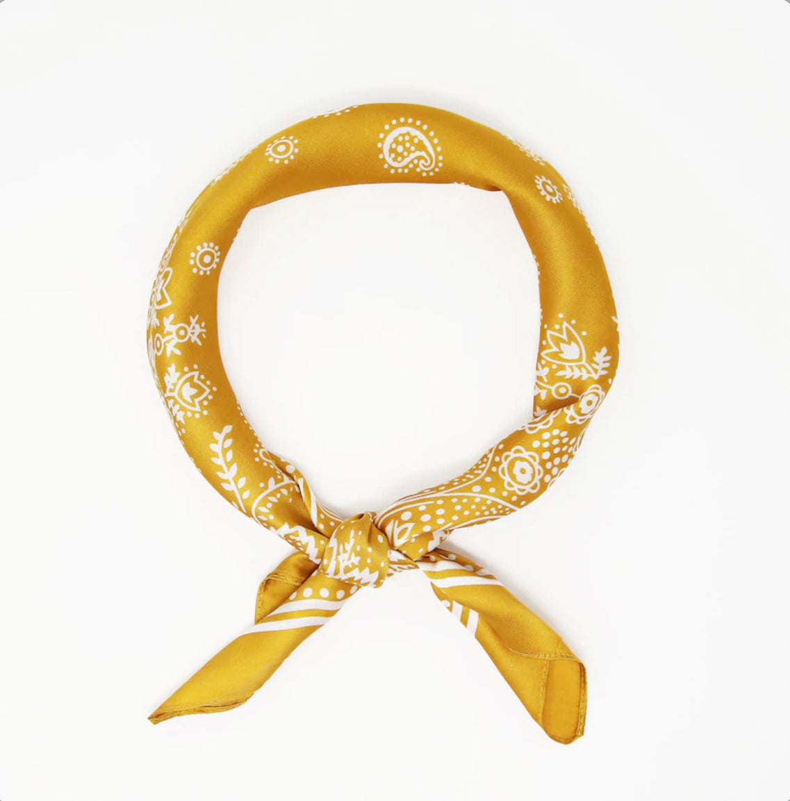 Olivia Moss® Silky Satin Hair Scarf Every Day Every Way | Paisley Gold & White | Phoenix Nationale