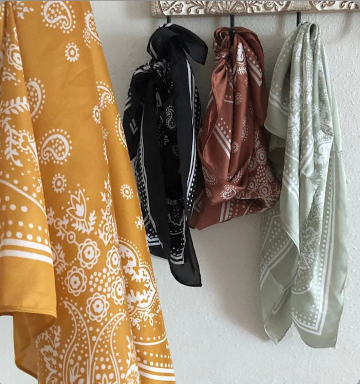Olivia Moss® Silky Satin Hair Scarf | Paisley Rust & White
