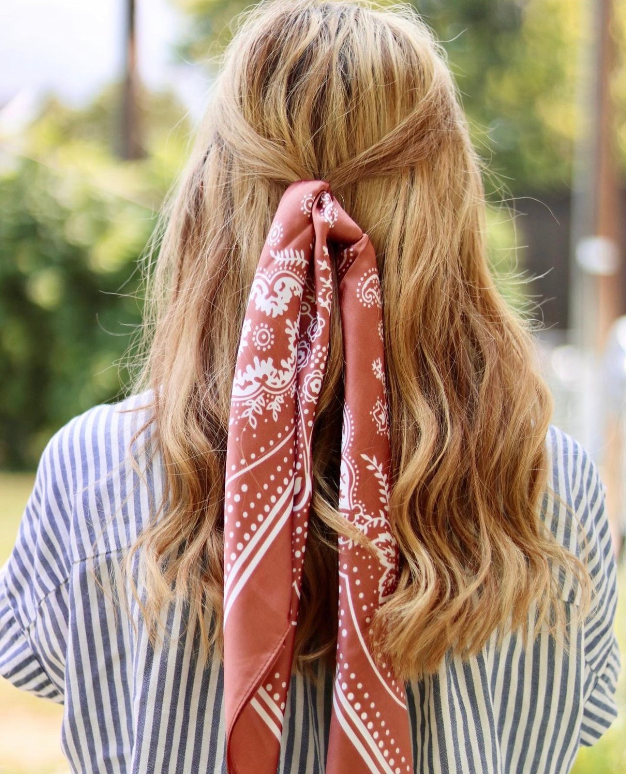 Olivia Moss® Silky Satin Hair Scarf Every Day Every Way | Paisley Rust & White | Phoenix Nationale