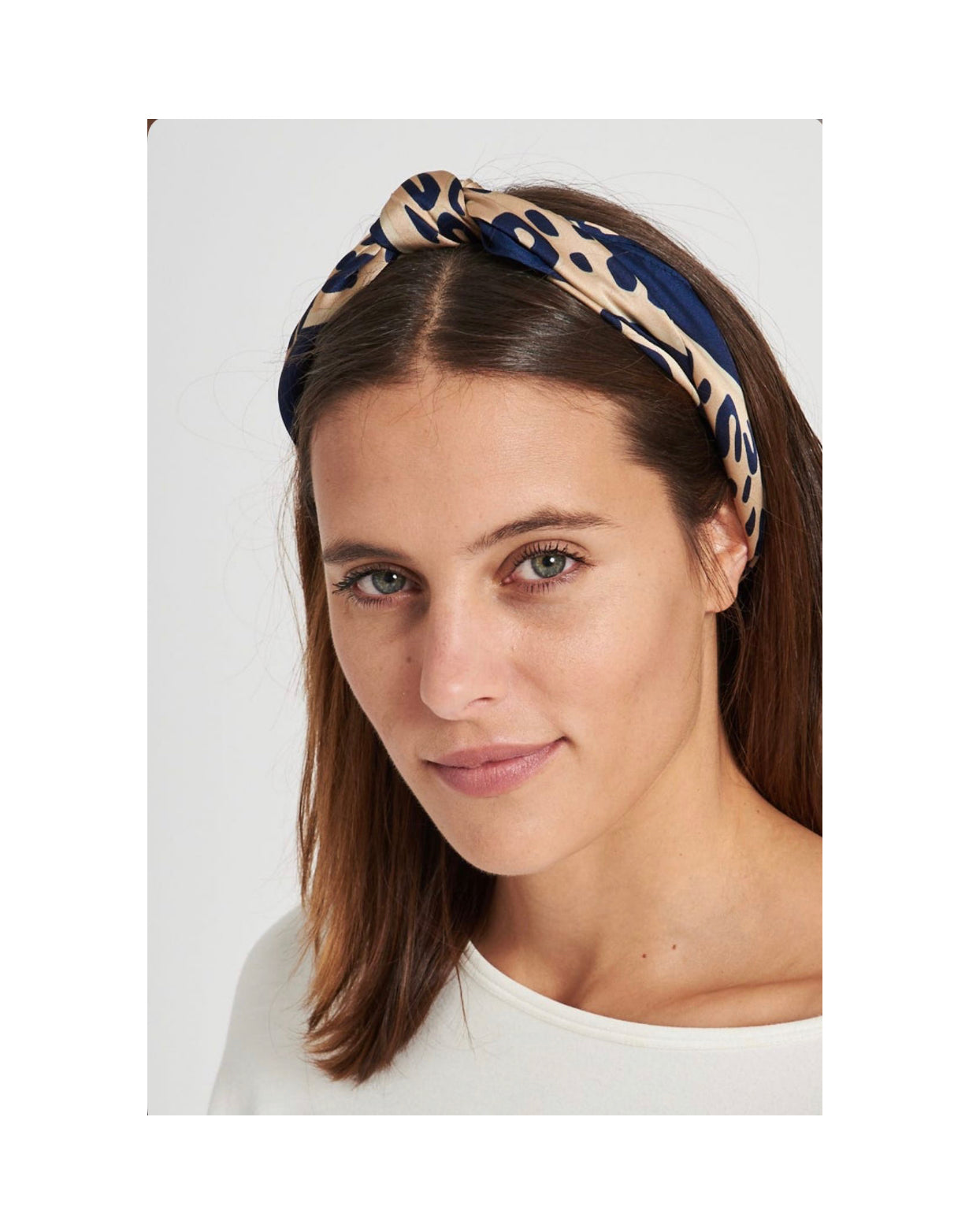 Olivia Moss® Silky Satin Hair Scarf Every Day Every Way | Cheetah Tan & Navy | Phoenix Nationale