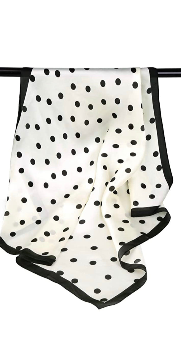 Olivia Moss® Silky Satin Hair Scarf Every Day Every Way | Polka Dots White & Black | Phoenix Nationale