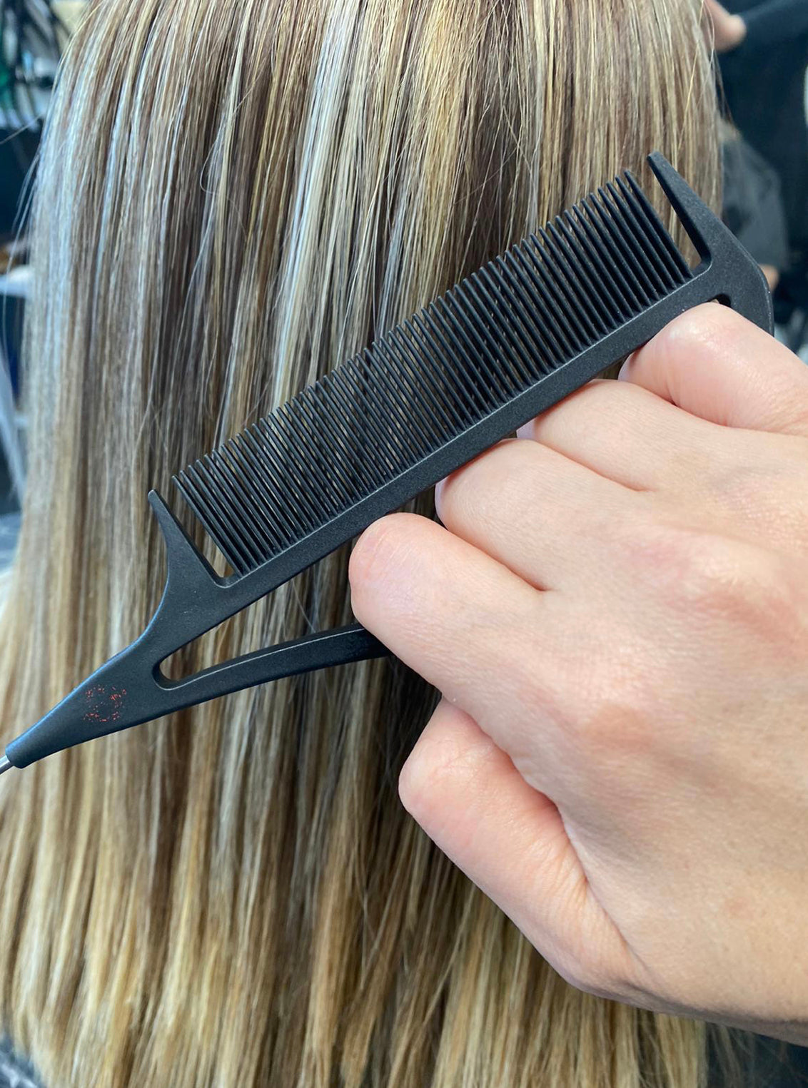 Pink Pewter "Never Let Go" Carbon Fibre Styling and Highlighting Comb (Black 10.25") #2 Phoenix Nationale
