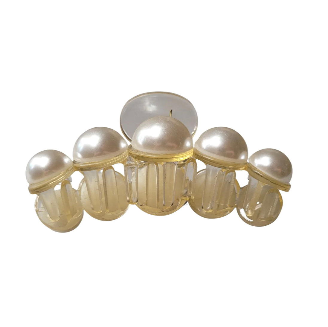 Pink Pewter Rounded Pearl Claw Hair Clip Phoenix Nationale