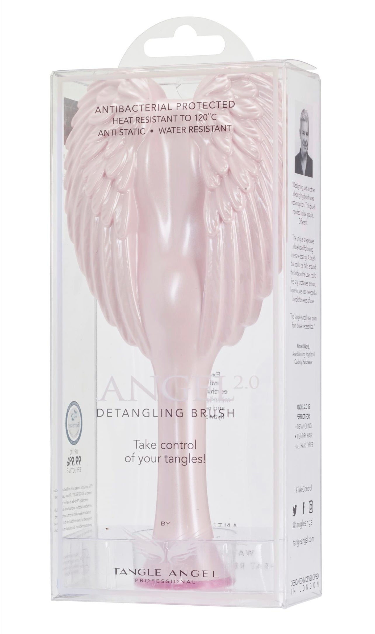 Phoenix Nationale TANGLE ANGEL 2.0 - Gloss Pink/Pink Teeth Detangling Hair Brush 