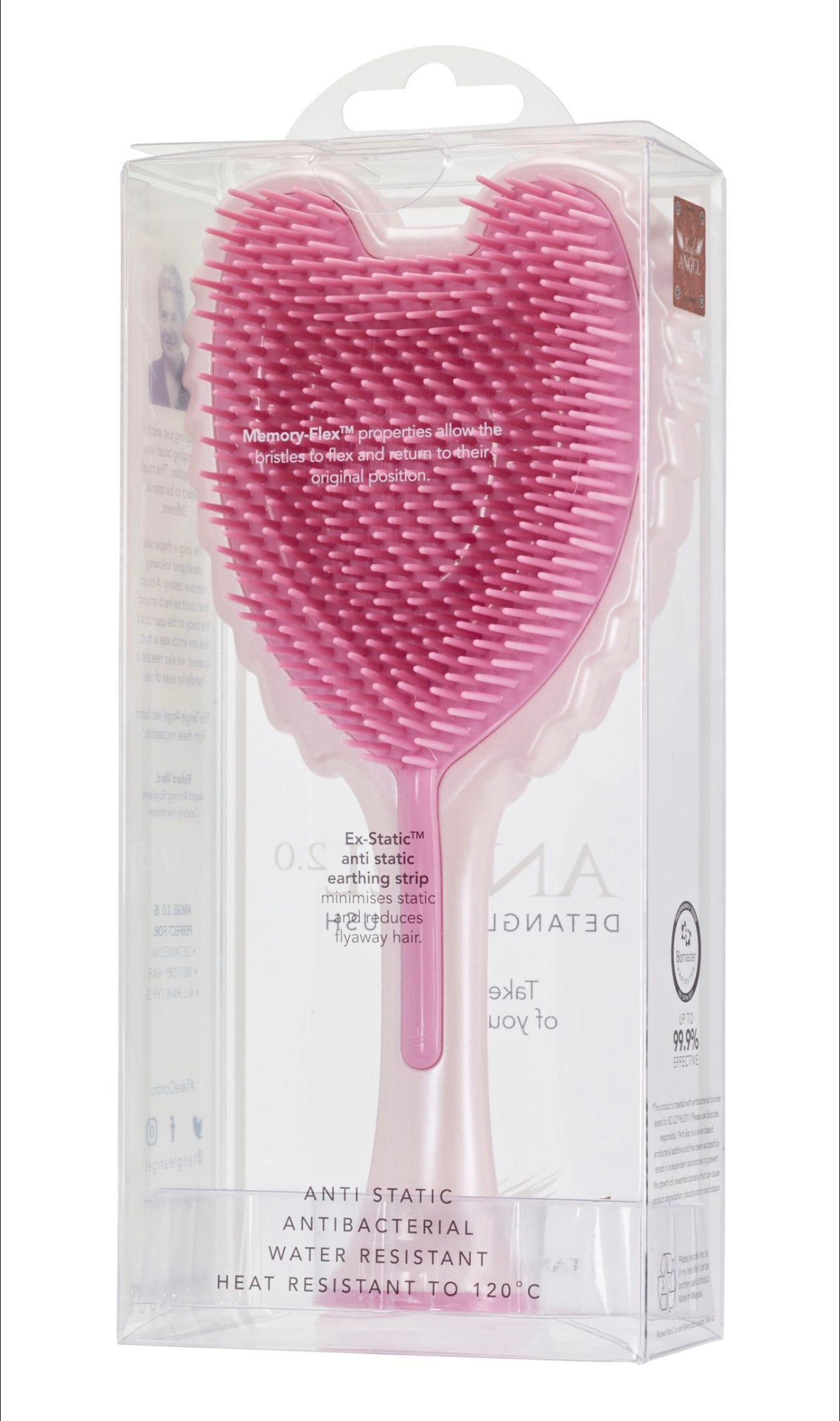 Phoenix Nationale TANGLE ANGEL 2.0 - Gloss Pink/Pink Teeth Detangling Hair Brush 