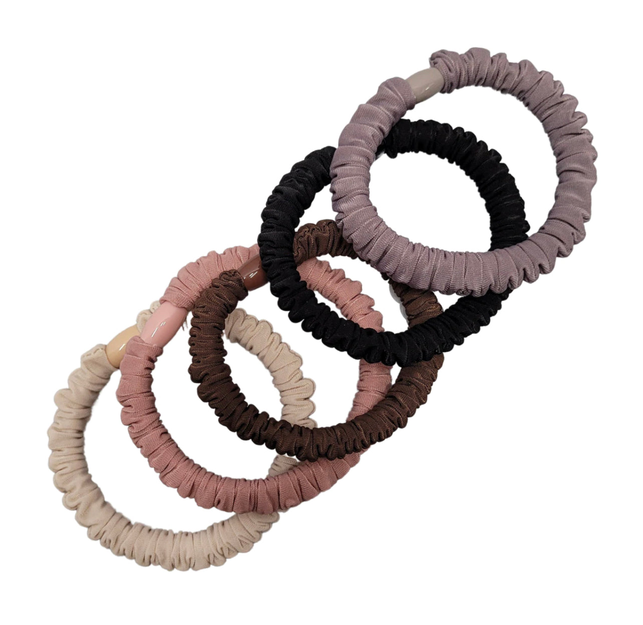 Pink Pewter Silk Slim Scrunchie 5 Piece Set - Neutral Phoenix Nationale