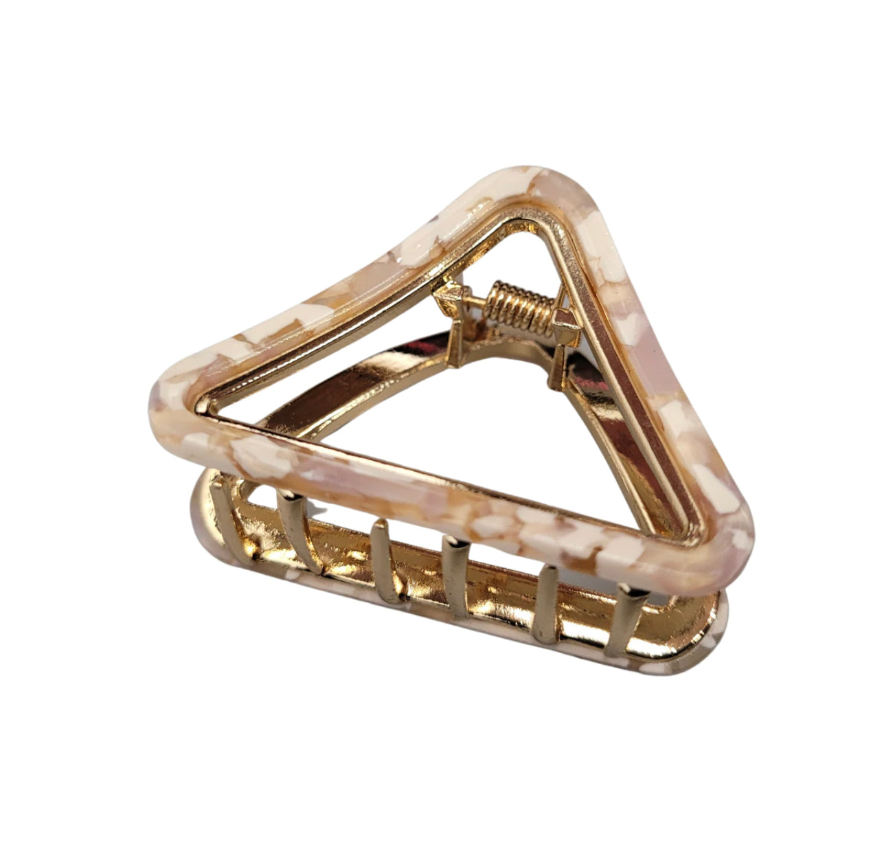 Pink Pewter Marbled Trigon Metal Clip - Beige