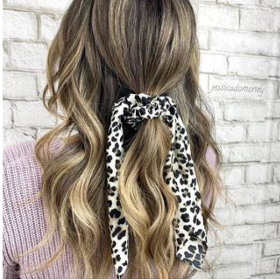 Pink Pewter Long Tail Scrunchie - Leopard Phoenix Nationale