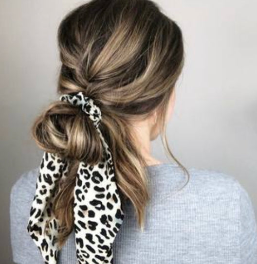 Pink Pewter Long Tail Scrunchie - Leopard Phoenix Nationale