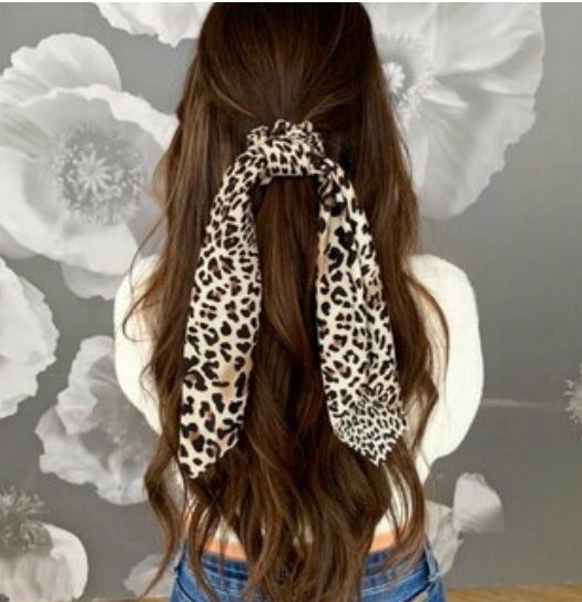 Pink Pewter Long Tail Scrunchie - Leopard Phoenix Nationale