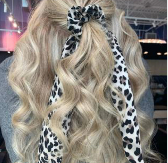 Pink Pewter Long Tail Scrunchie - Leopard Phoenix Nationale