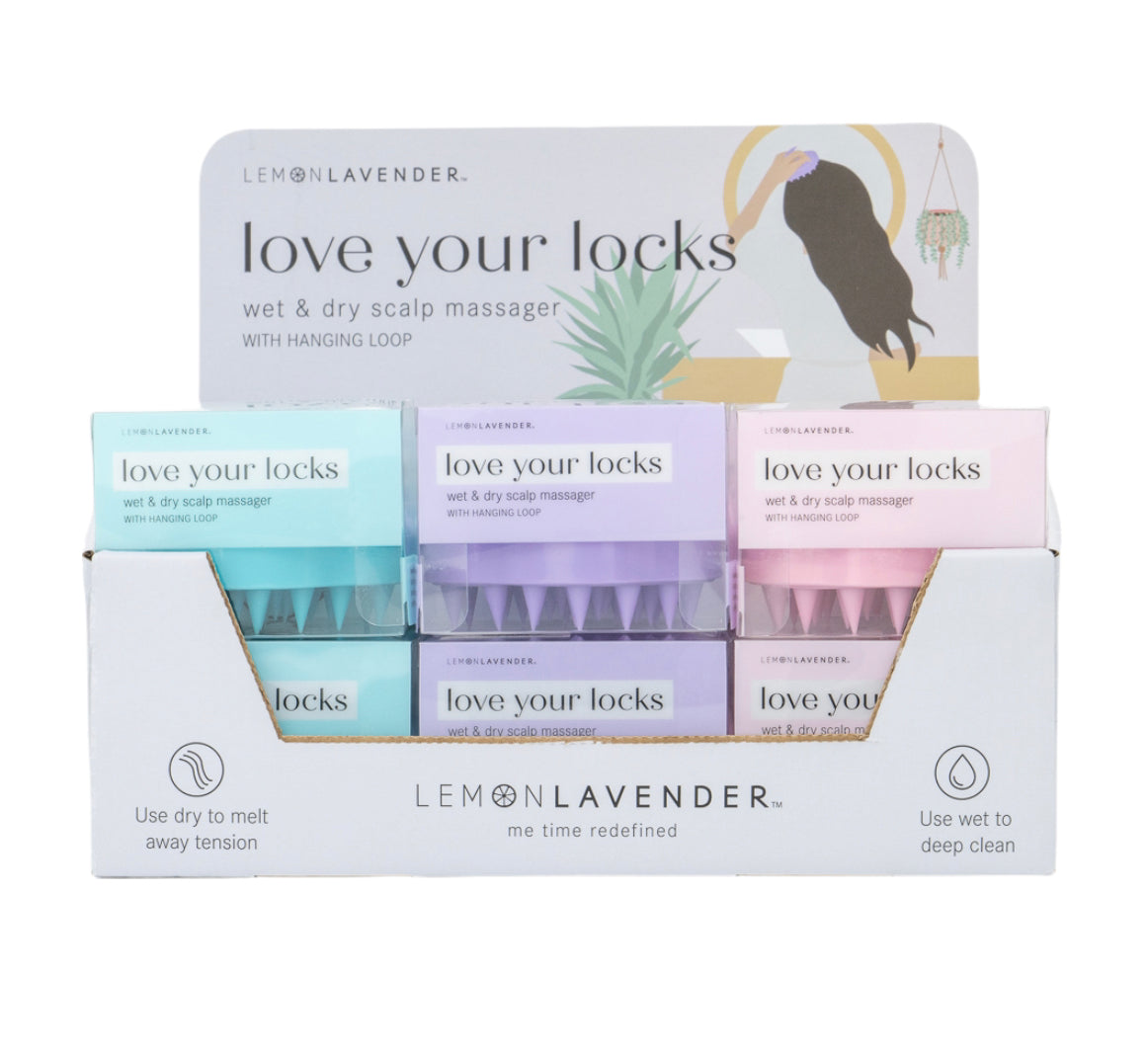 Lemon Lavender Love Your Locks Wet & Dry Scalp Massager Display X Phoenix Nationale
