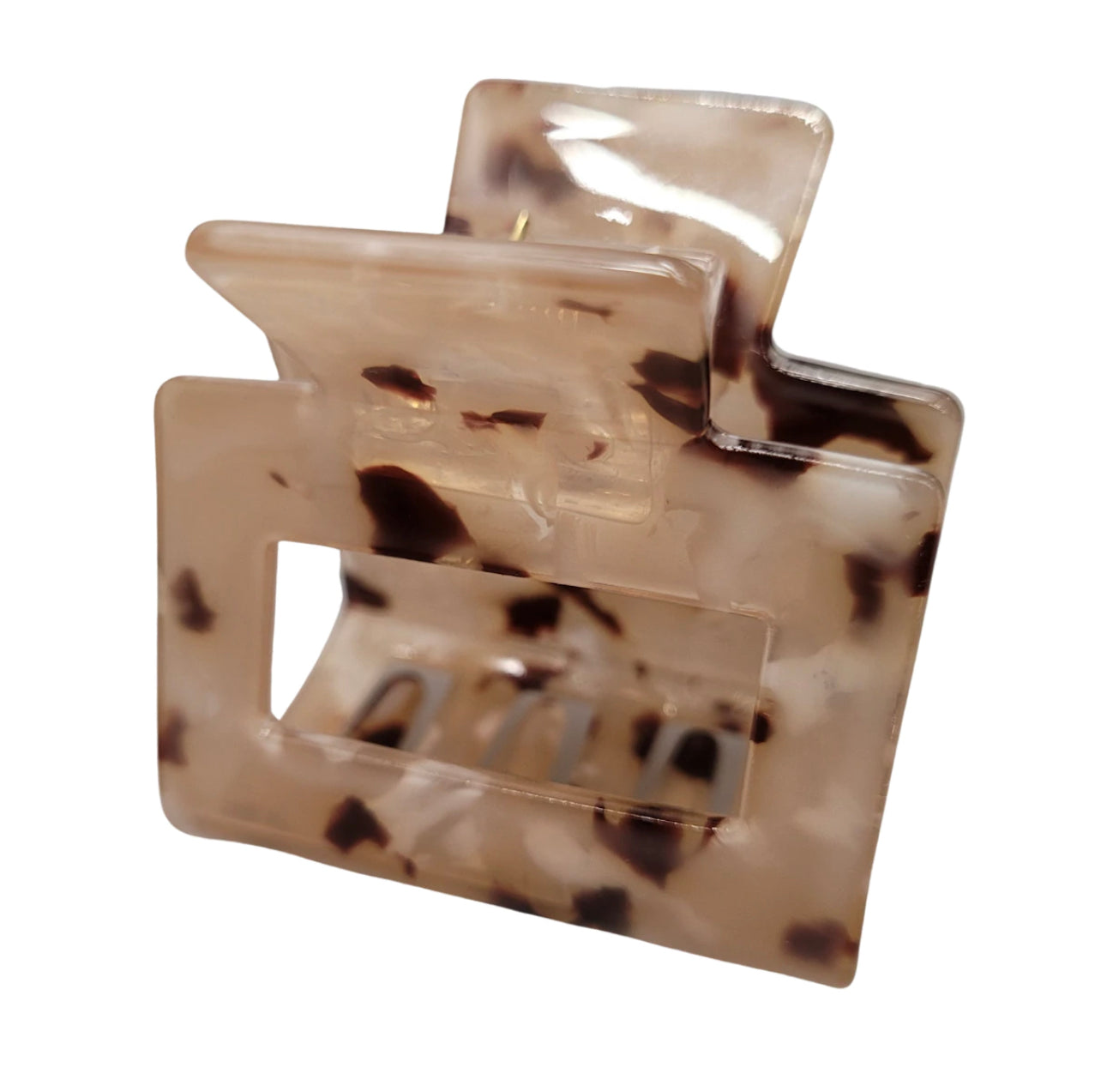 Pink Pewter Square Marbled Claw Hair Clip - Latte X Phoenix Nationale