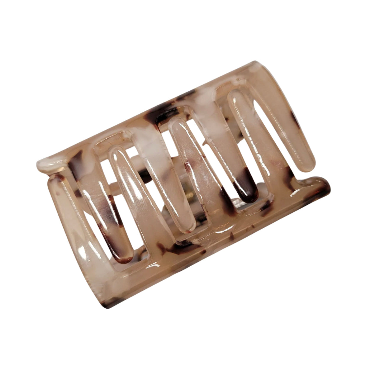 Pink Pewter Square Marbled Claw Hair Clip - Latte X Phoenix Nationale