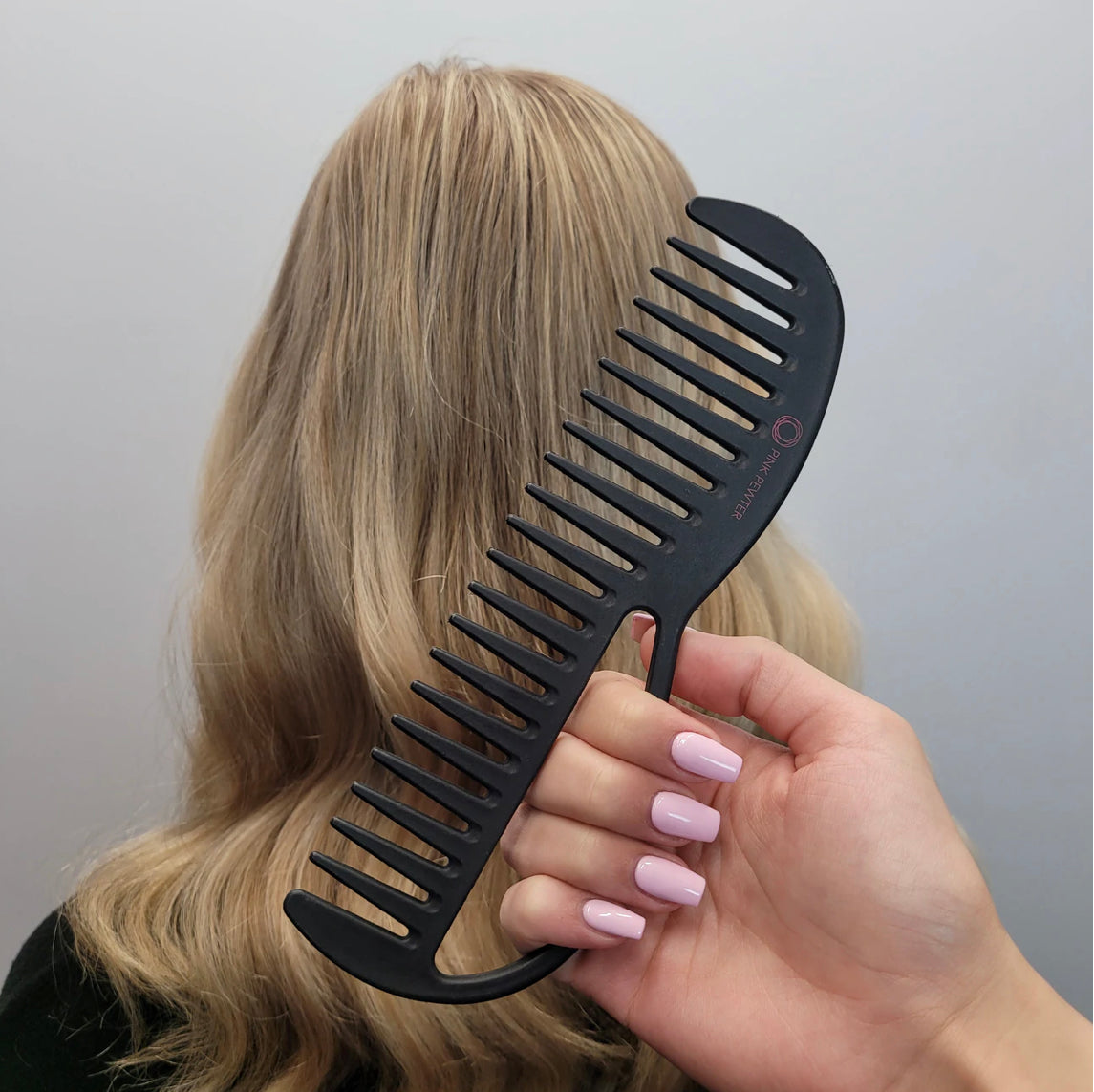 Pink Pewter "Never Let Go" Carbon Fibre Detangling and Styling Comb #4 Phoenix Nationale