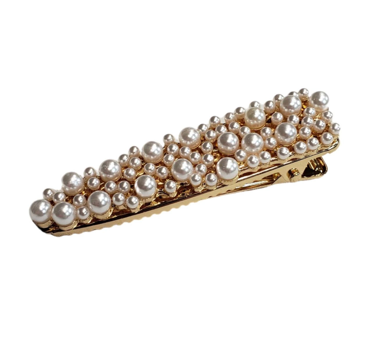 Pink Pewter Hera - Pearl Accent Metal Hair Clip