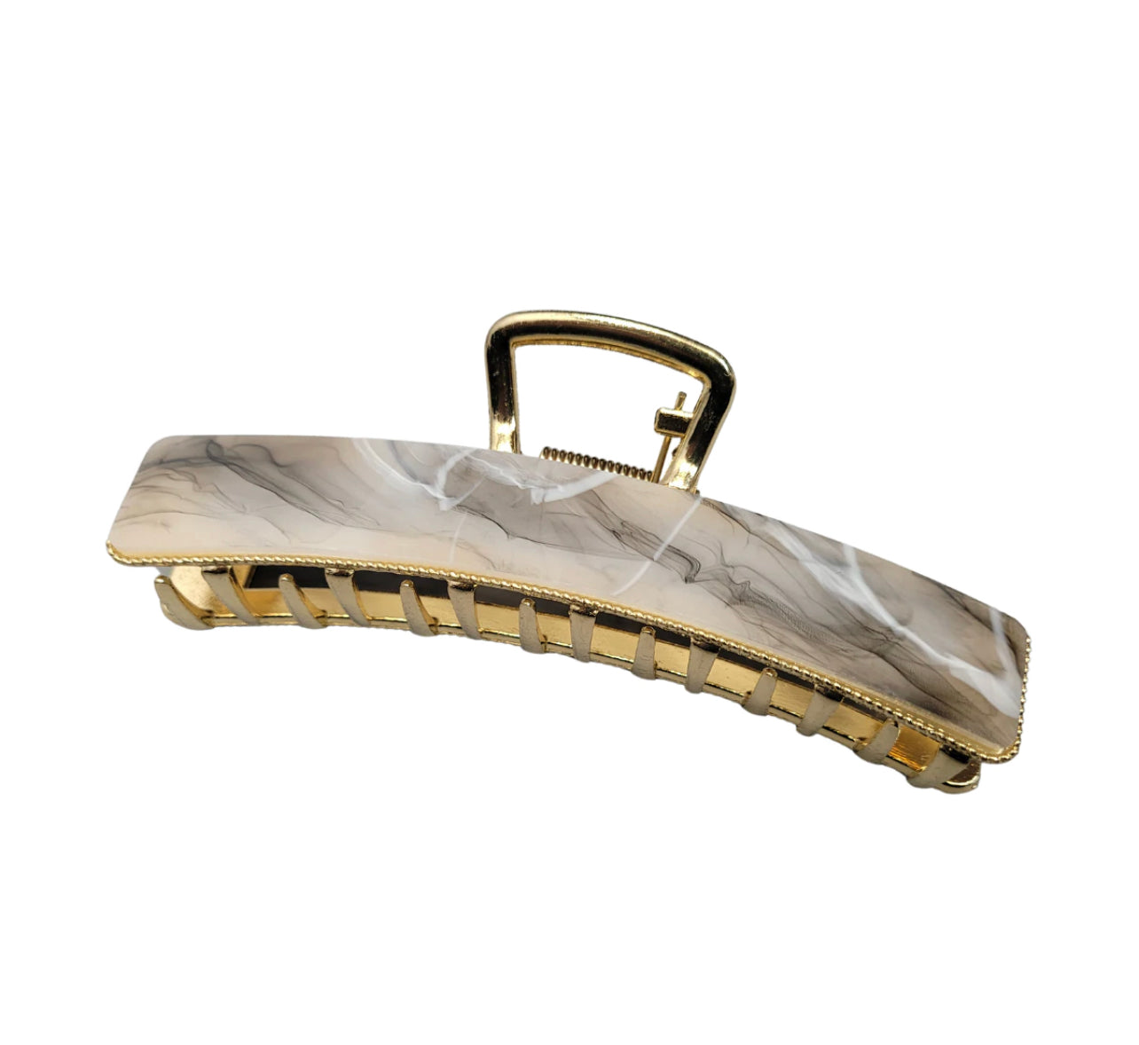 Pink Pewter Bowed and Marbled Metal Clip - Grey Cashmere | Phoenix Nationale