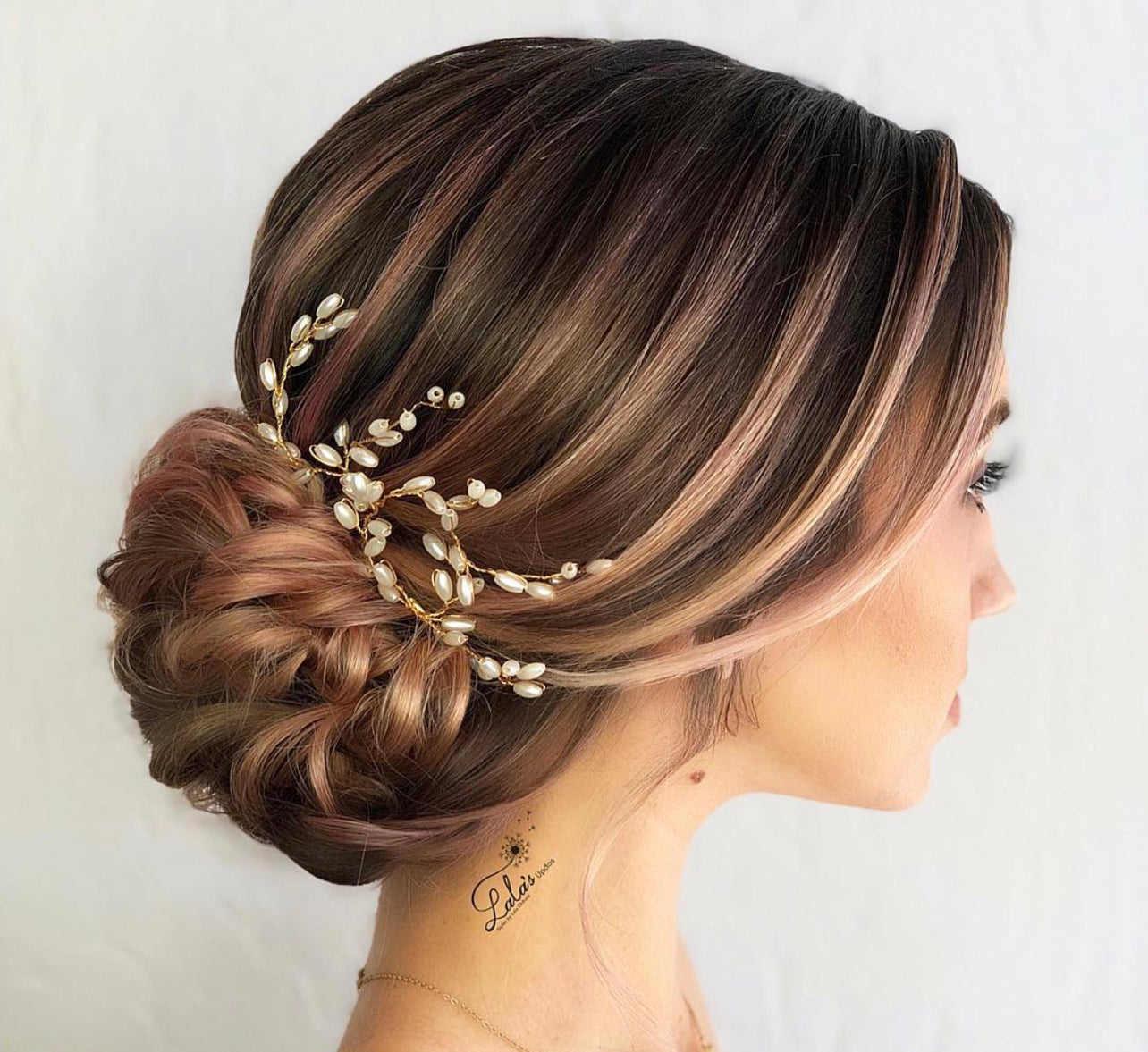 Pink Pewter Zara - Pearl Woven Tree 2pc Hair Pins | Phoenix Nationale
