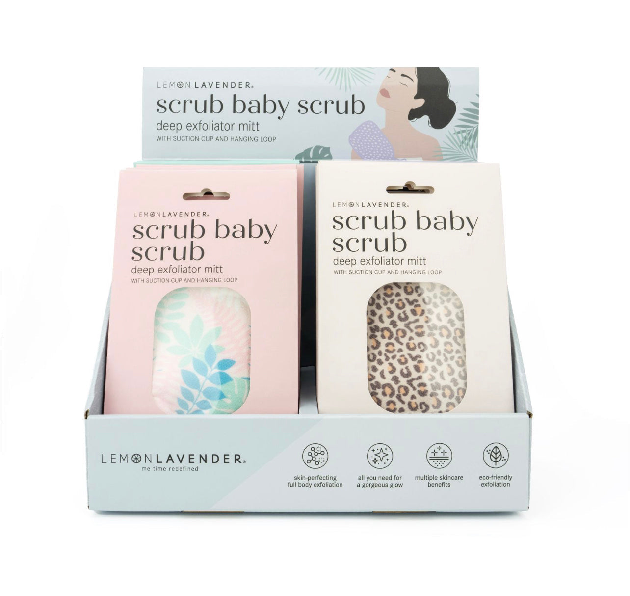 Lemon Lavender Scrub Baby Scrub Deep Exfoliator Mitt - Display | Phoenix Nationale