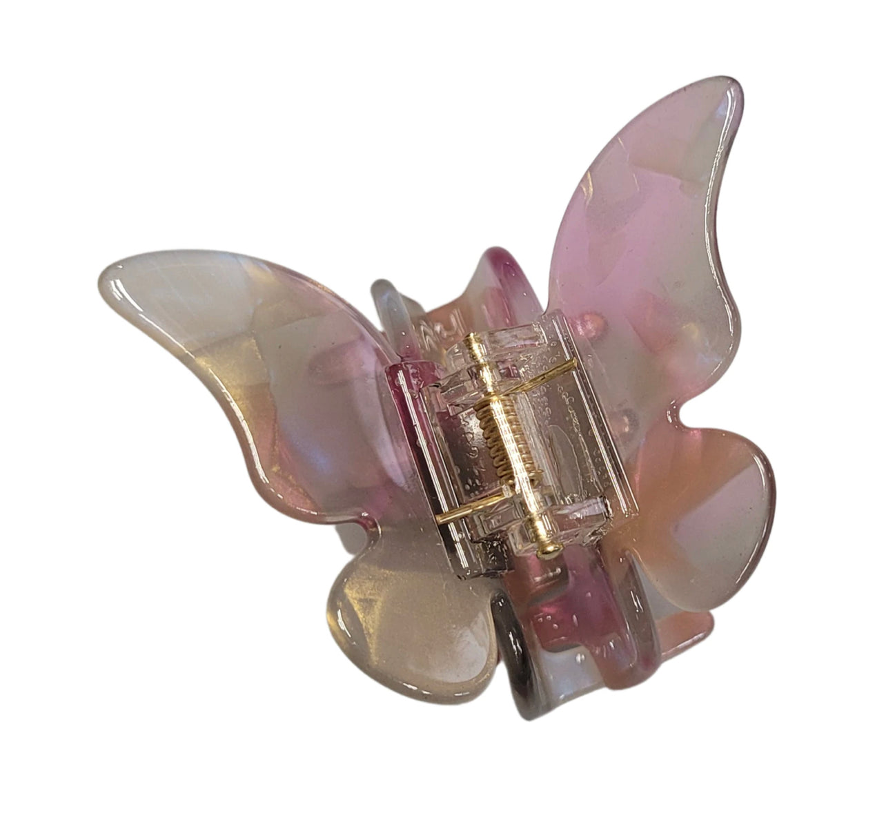Pink Pewter Marbled Butterfly Claw Hair Clip - Passion Pink
