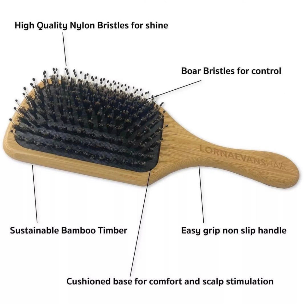 LE Paddle Brush & Edge Control Brush & Comb Combo With Drawstring Bag
