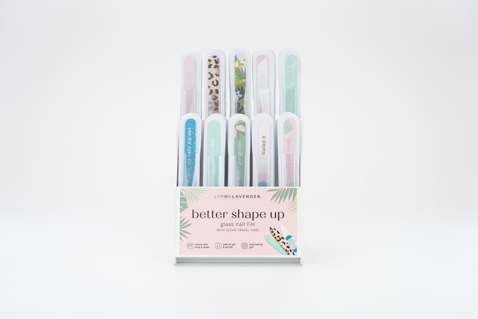 Lemon Lavender Better Shape Up Glass Nail File Display Phoenix Nationale