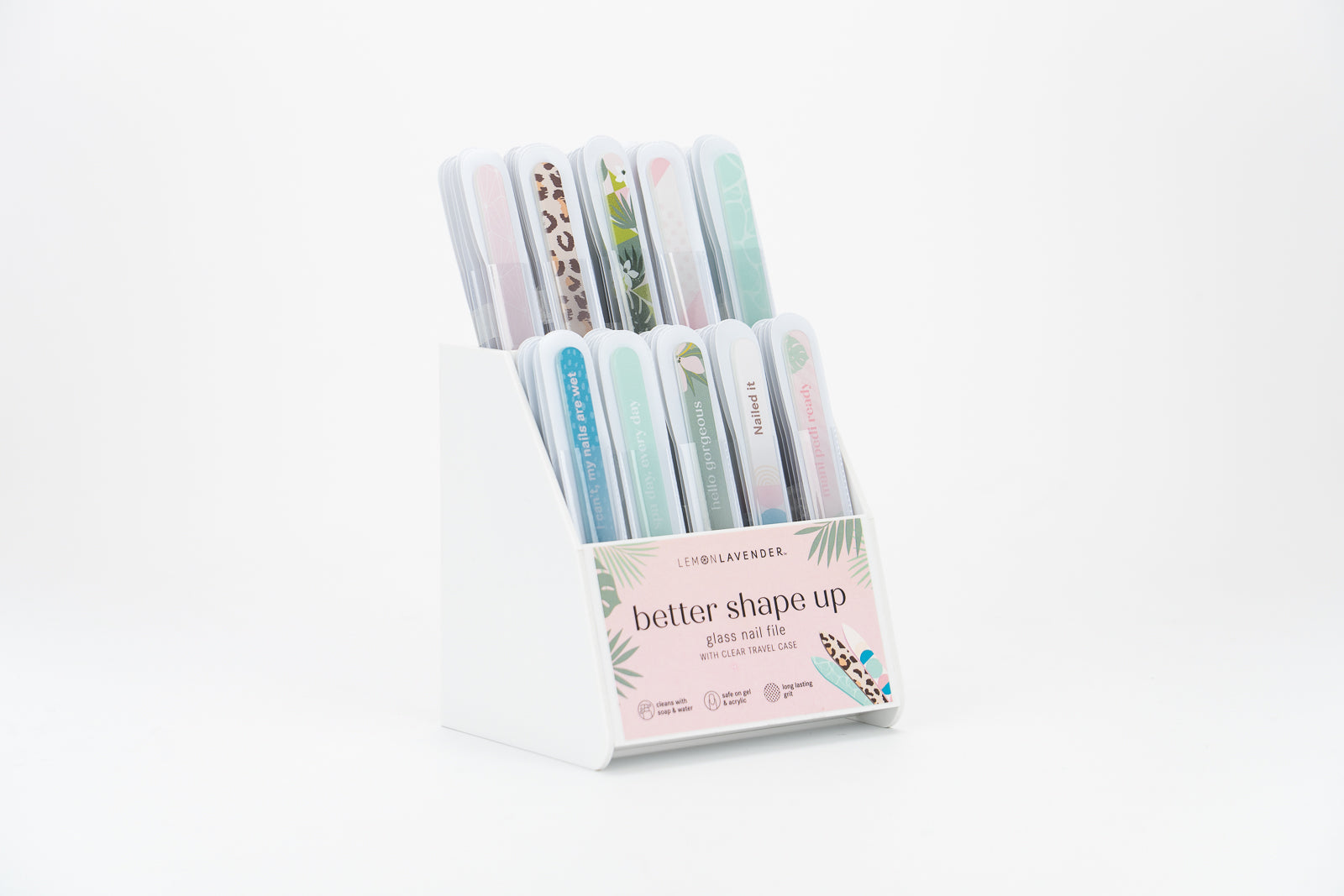 Lemon Lavender Better Shape Up Glass Nail File Display Phoenix Nationale