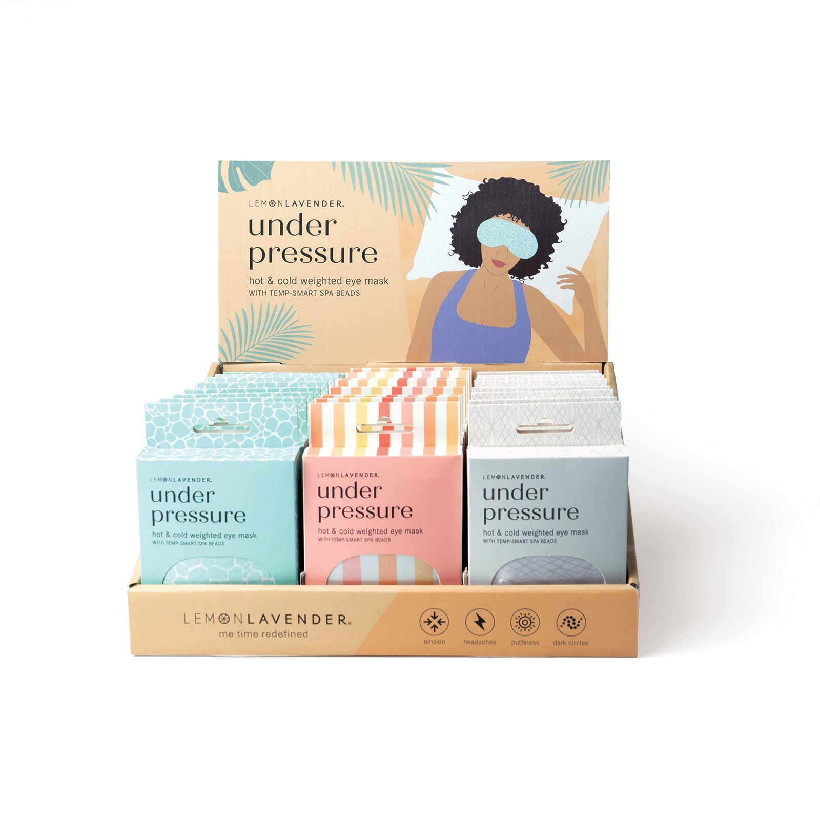 Lemon Lavender Under Pressure Hot & Cold Weighted Eye Mask Display | Phoenix Nationale