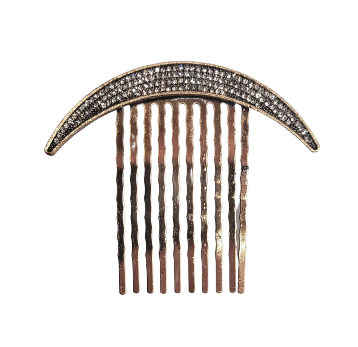 Pink Pewter Crescent Sparkle Hair Comb
