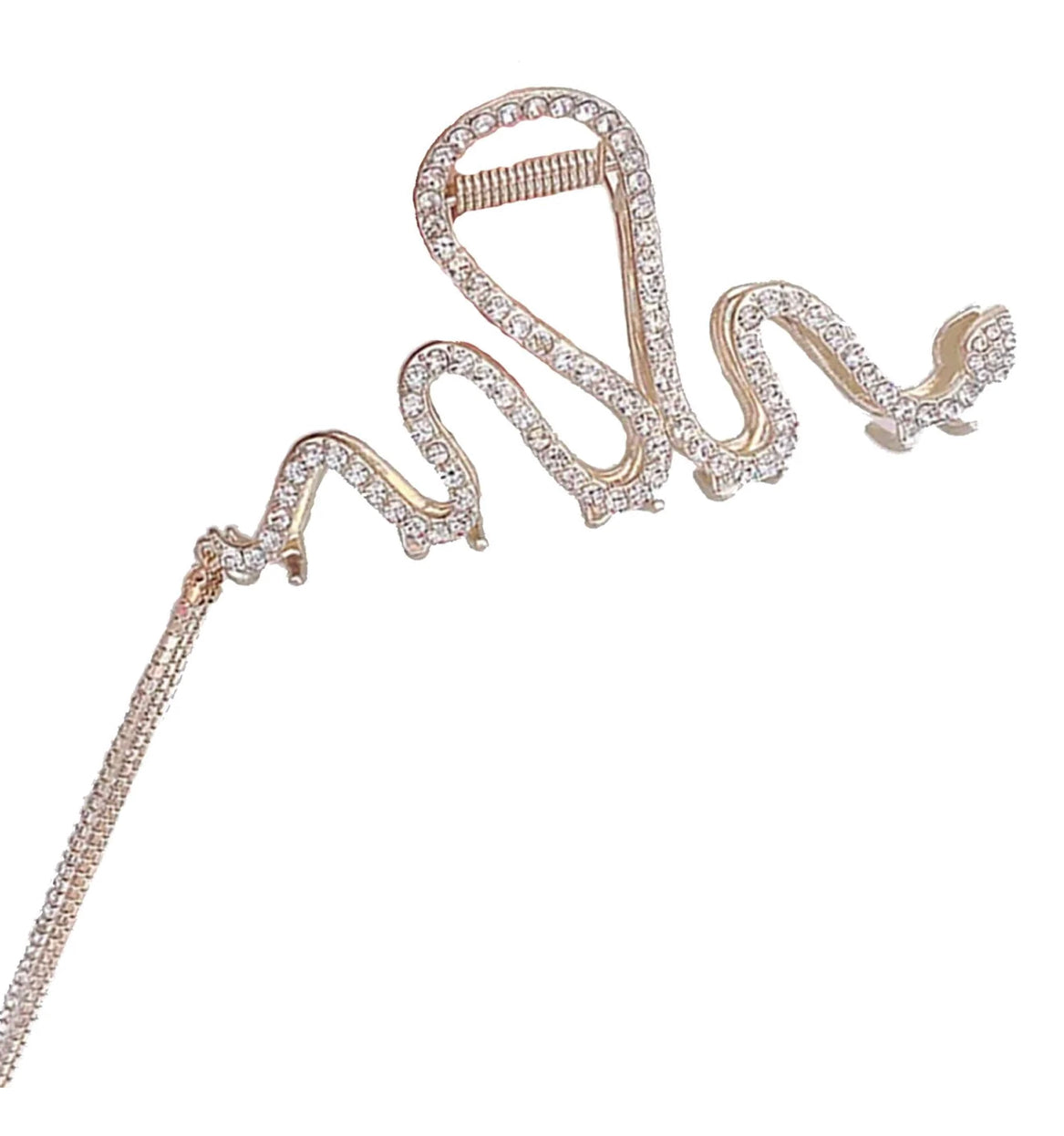 Pink Pewter Serpentine Metal Claw Clip with Tassel Gold Phoenix Nationale