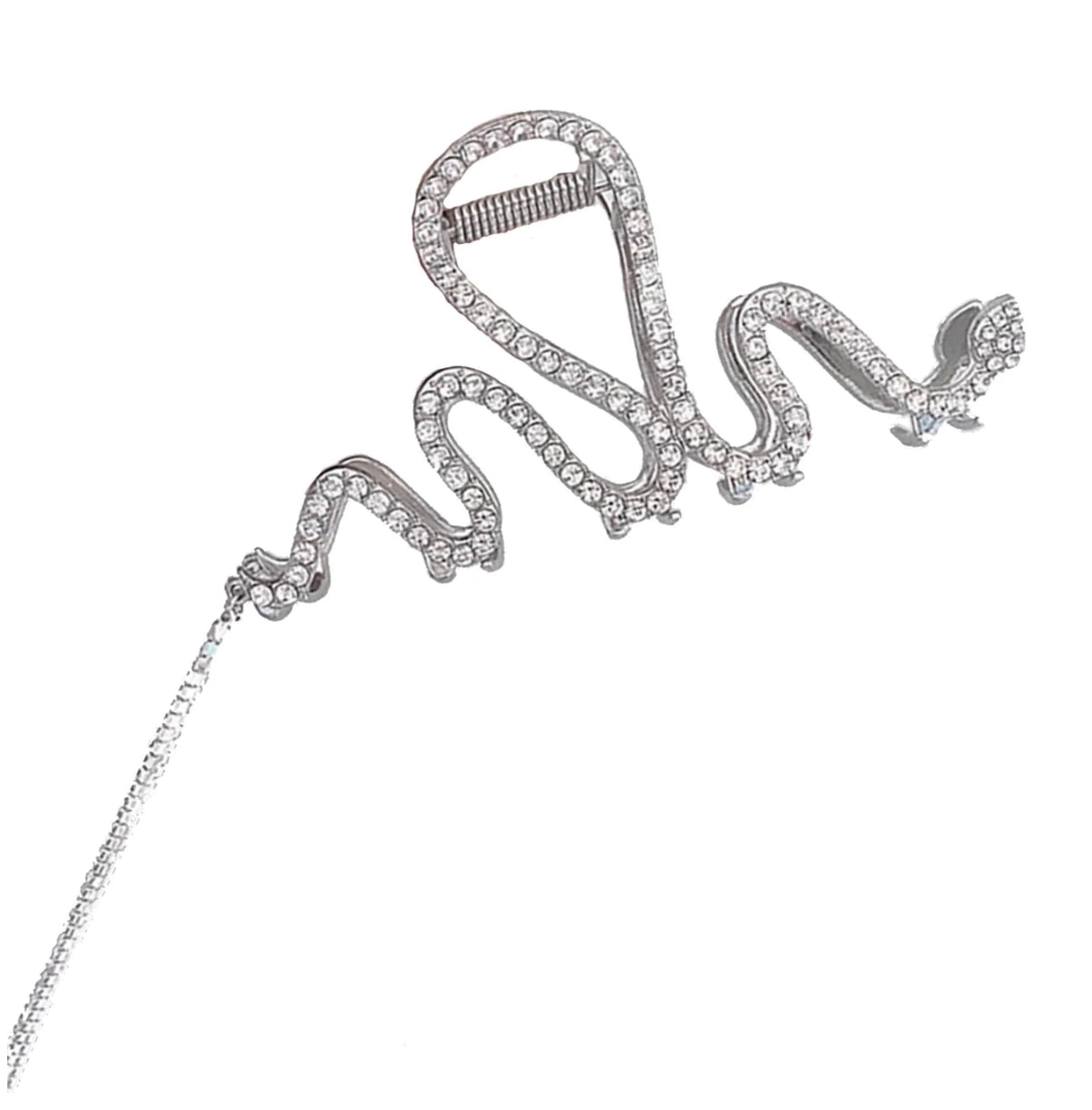 Pink Pewter Serpentine Metal Claw Clip with Tassel Silver Phoenix Nationale