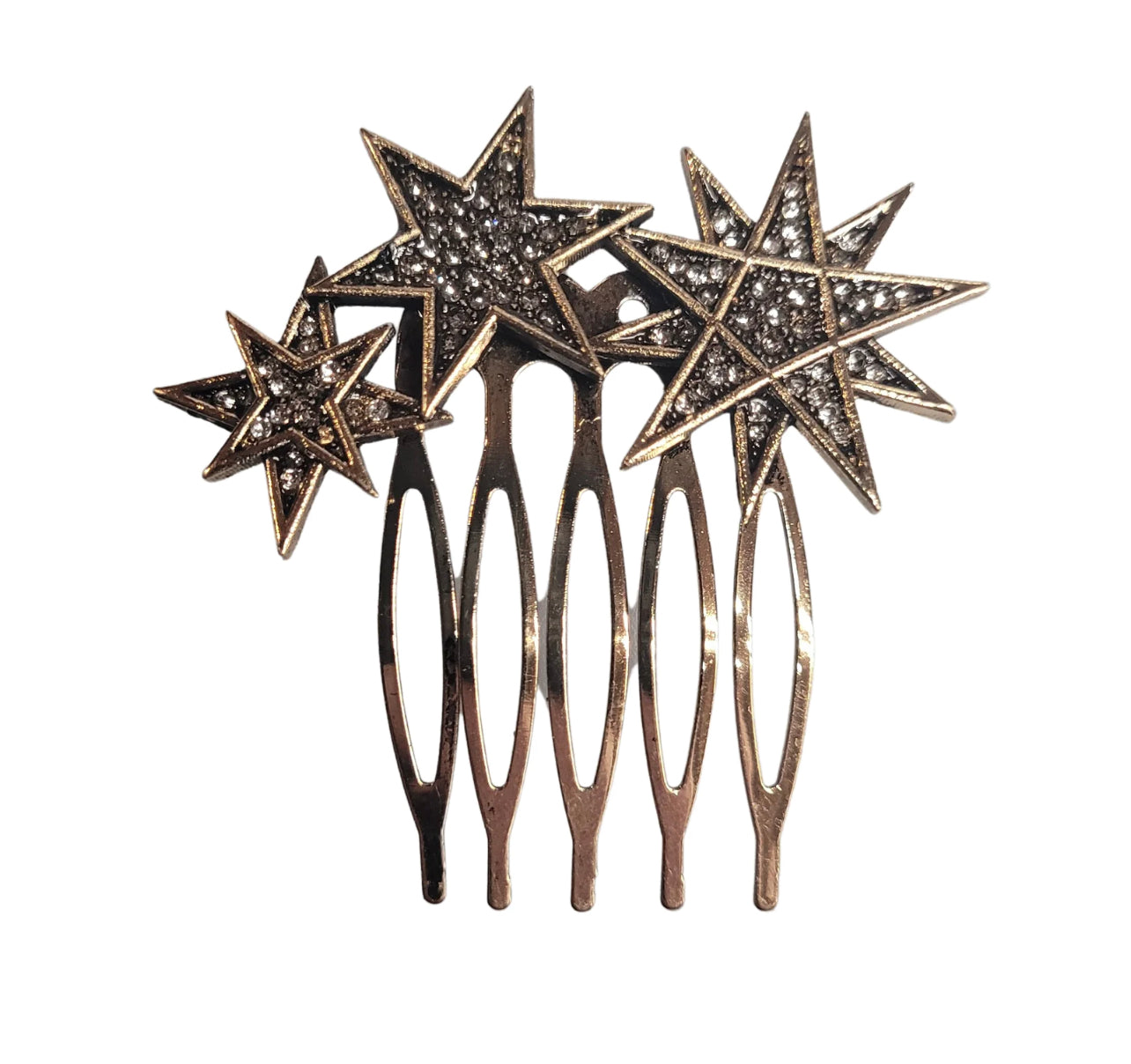 Pink Pewter Star Studded Hair Comb