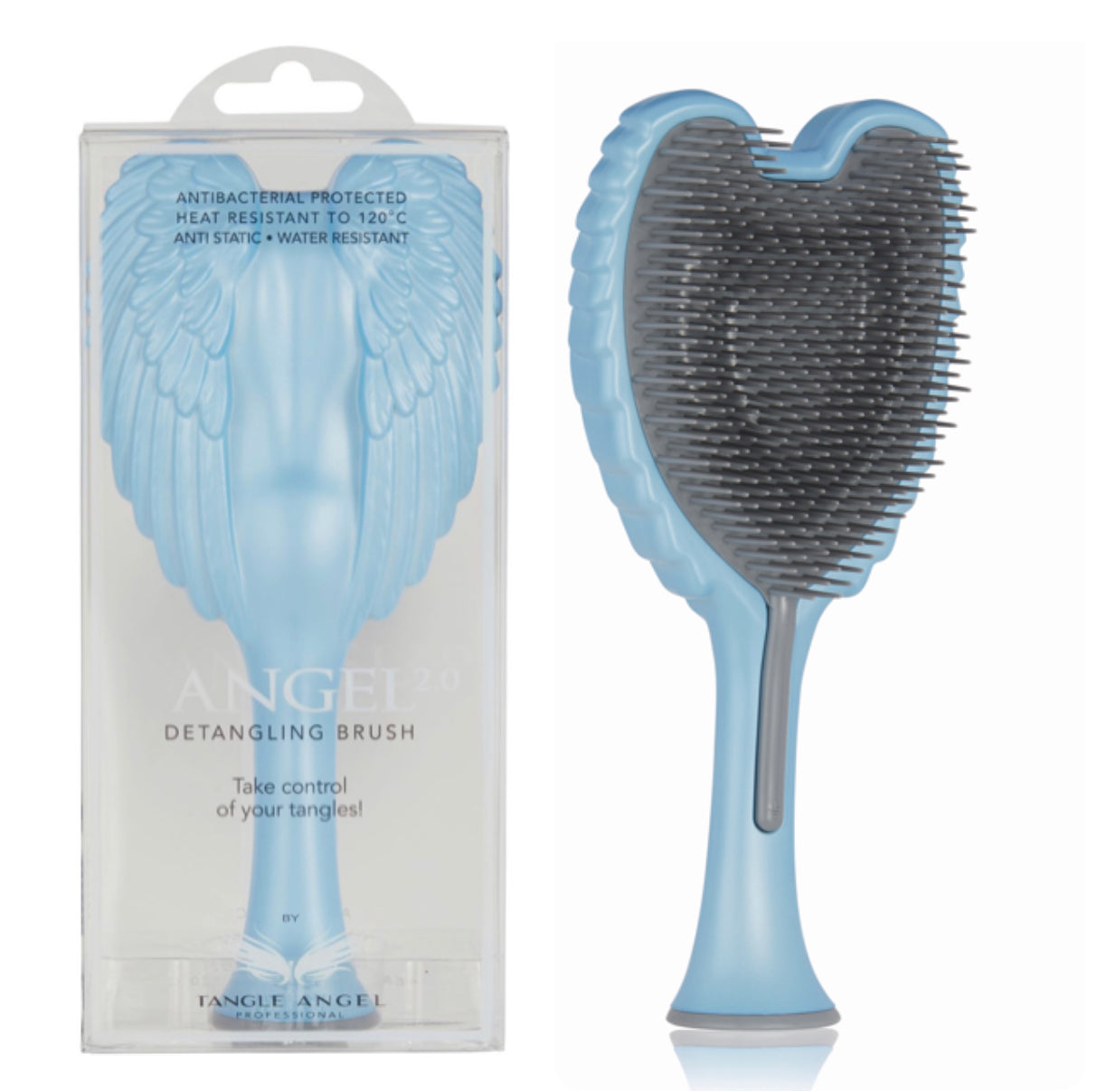 Phoenix Nationale TANGLE ANGEL 2.0 - Matt Satin Blue/Grey Teeth detangling Hair Brush